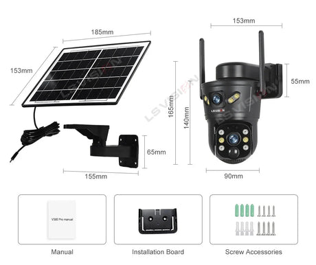 LS Vision 4G WiFi Outdoor Solar Camera - 8MP Dual Lens Night Vision WaterproofCCTV