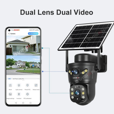 LS Vision 4G WiFi Outdoor Solar Camera - 8MP Dual Lens Night Vision WaterproofCCTV