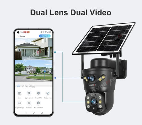 LS Vision 4G WiFi Outdoor Solar Camera - 8MP Dual Lens Night Vision WaterproofCCTV