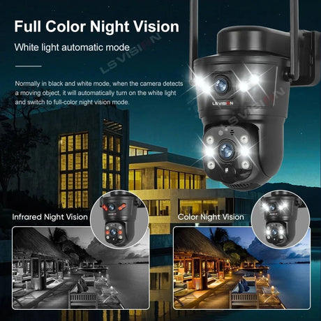 LS Vision 4G WiFi Outdoor Solar Camera - 8MP Dual Lens Night Vision WaterproofCCTV