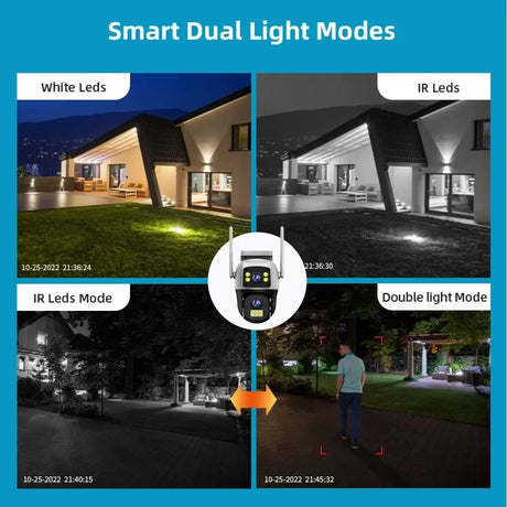 LumenGuard 8MP Dual Lens 4G Outdoor Camera PTZ Surveillance With AI Detection HD