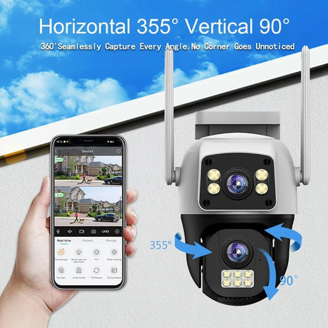 LumenGuard 8MP Dual Lens 4G Outdoor Camera PTZ Surveillance With AI Detection HD