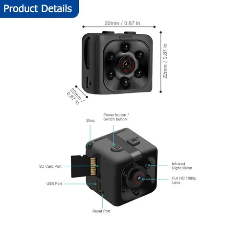 Mini 1080P Nanny Cam Night Vision Motion Activated Indoor Outdoor Security
