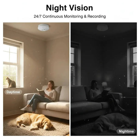 Mini Security Camera 1080P HD With WiFi Motion Detection Ceiling Mount Always On