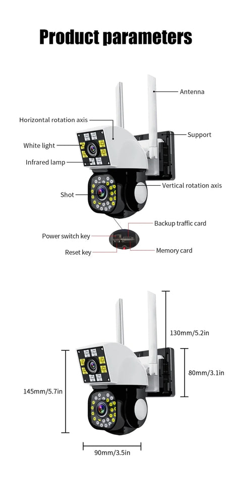Neye Dual Lens Wireless Outdoor Camera - 1080P HD Security Surveillance Pro Line