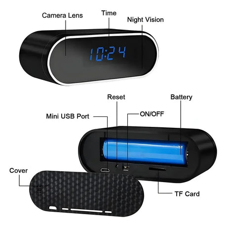 OPUYYM 4K Wireless Clock Camera Night Vision Motion Detection WiFi Always Safe