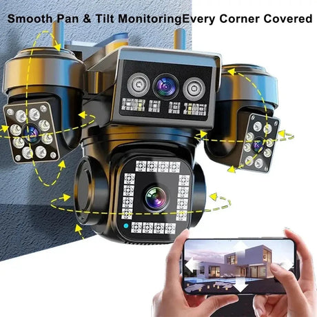 ESCAPION 10K 20MP 4 Lens WiFi Security Camera 360 PTZ 16X Zoom IP66 Waterproof Pro