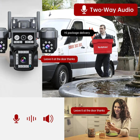 ESCAPION 10K 20MP 4 Lens WiFi Security Camera 360 PTZ 16X Zoom IP66 Waterproof Pro