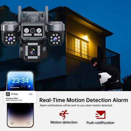 ESCAPION 10K 20MP 4 Lens WiFi Security Camera 360 PTZ 16X Zoom IP66 Waterproof Pro