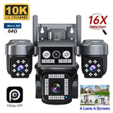 ESCAPION 10K 20MP 4 Lens WiFi Security Camera 360 PTZ 16X Zoom IP66 Waterproof Pro