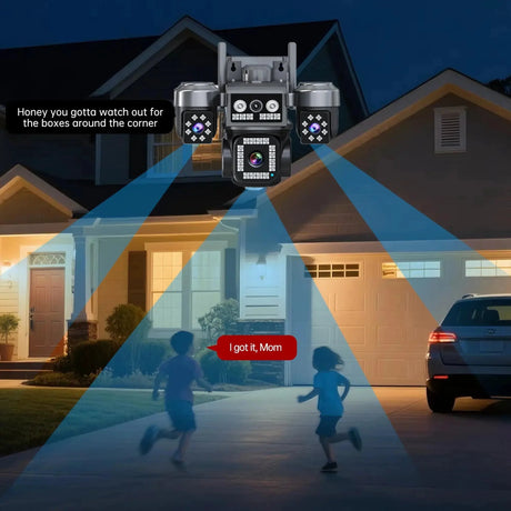 ESCAPION 10K 20MP 4 Lens WiFi Security Camera 360 PTZ 16X Zoom IP66 Waterproof Pro