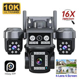 ESCAPION 10K 20MP 4 Lens WiFi Security Camera 360 PTZ 16X Zoom IP66 Waterproof Pro