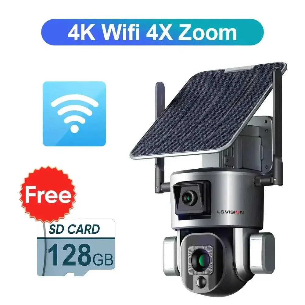 Solar Security Camera Dual Lens Tech Outdoor Surveillance