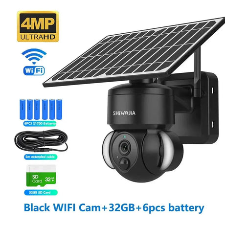 Shiwojia WiFi Solar Powered Security Camera 4MP Outdoor