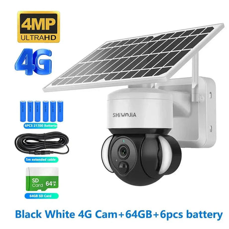 Shiwojia WiFi Solar Powered Security Camera 4MP Outdoor
