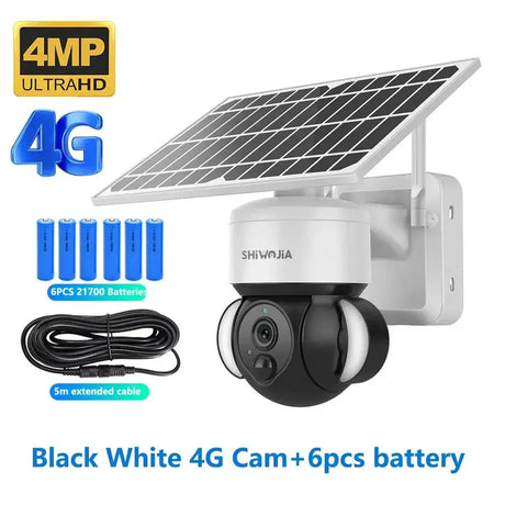 Shiwojia WiFi Solar Powered Security Camera 4MP Outdoor