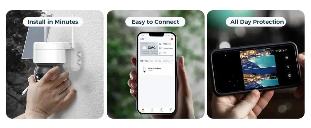 ESCAPION Tuya SmartLife Solar 4G PTZ CCTV Camera 3MP Battery Outdoor Security Pro