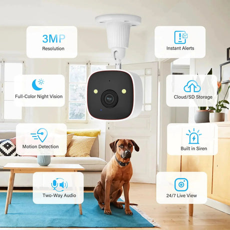 Outdoor Wireless Security Camera 3MP 1296P With WiFi For Property Monitoring
