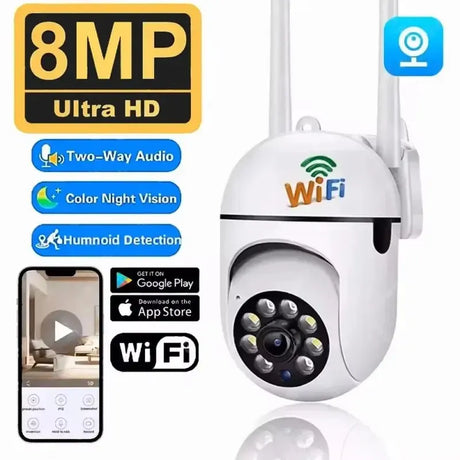 SecureHome 8MP WiFi Security Camera - PTZ Night Vision Motion Detection For Home
