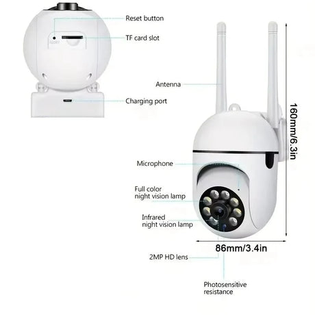 SecureHome 8MP WiFi Security Camera - PTZ Night Vision Motion Detection For Home