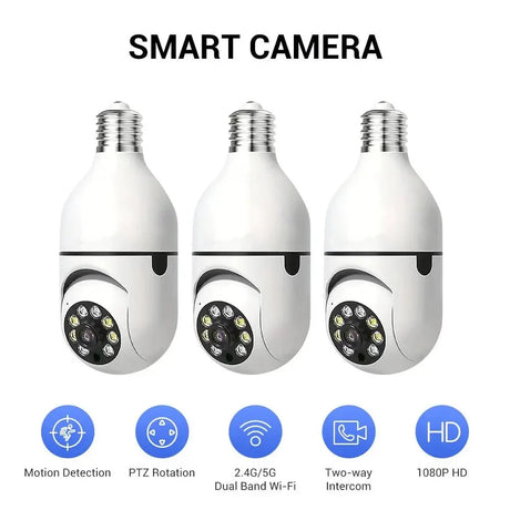 Smart Bulb Security Camera 360 Degree WiFi 5GHz Outdoor E27 Socket See Angles