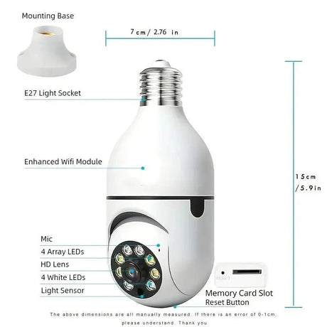 Smart Bulb Security Camera 360 Degree WiFi 5GHz Outdoor E27 Socket See Angles