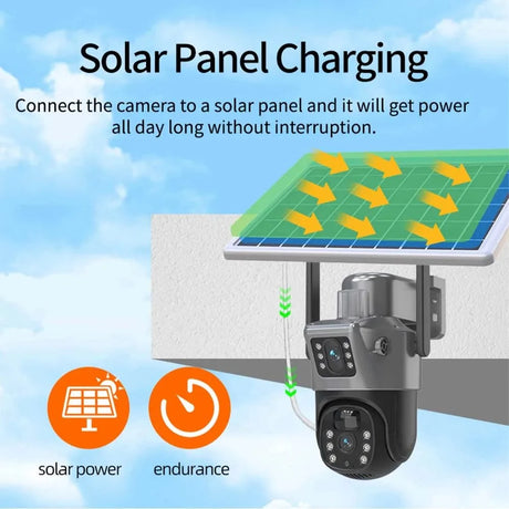 SolarGuard 8MP 4K WiFi Solar Camera - Dual Lens PTZ Wireless Surveillance System