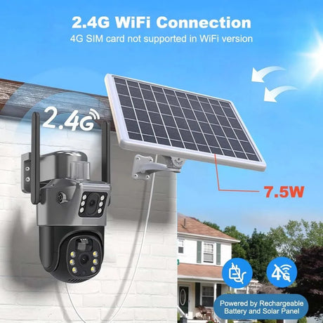 SolarGuard 8MP 4K WiFi Solar Camera - Dual Lens PTZ Wireless Surveillance System