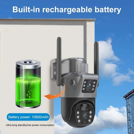 SolarGuard 8MP 4K WiFi Solar Camera - Dual Lens PTZ Wireless Surveillance System