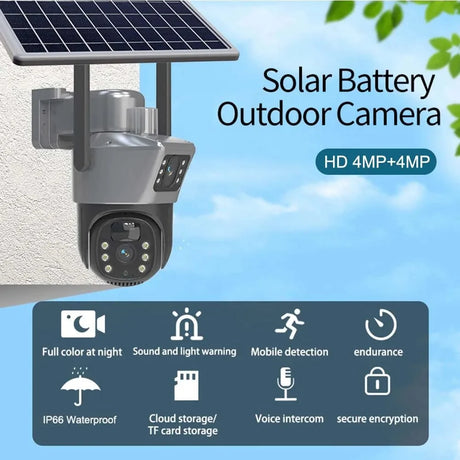 SolarGuard 8MP 4K WiFi Solar Camera - Dual Lens PTZ Wireless Surveillance System