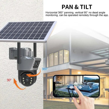 SolarGuard 8MP 4K WiFi Solar Camera - Dual Lens PTZ Wireless Surveillance System