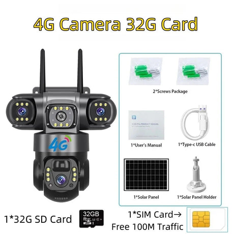 SolarGuard Solar 4G Outdoor Camera With 15MP HD Triple Lens System - All Weather
