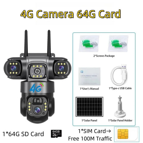 SolarGuard Solar 4G Outdoor Camera With 15MP HD Triple Lens System - All Weather
