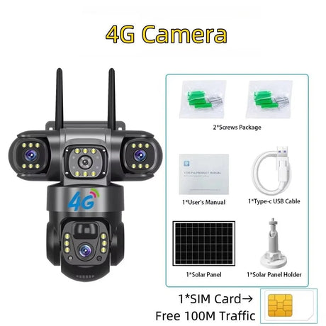 SolarGuard Solar 4G Outdoor Camera With 15MP HD Triple Lens System - All Weather