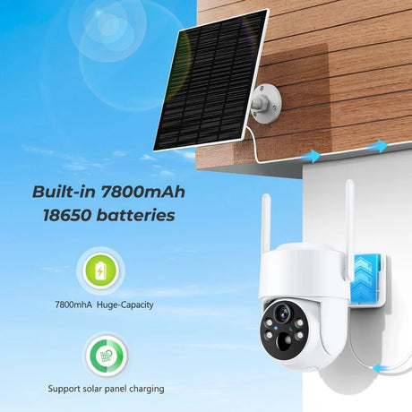 SolarGuard WiFi PTZ Solar IP Camera - 4MP FHD Built In Battery Standby iCsee App