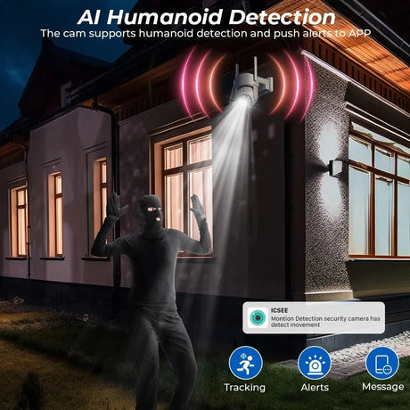 SolarGuard WiFi PTZ Solar IP Camera - 4MP FHD Built In Battery Standby iCsee App