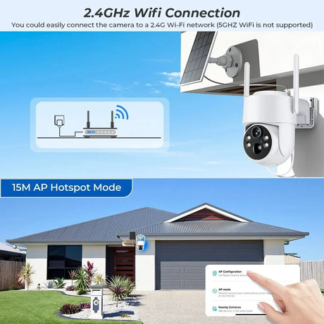 SolarGuard WiFi PTZ Solar IP Camera - 4MP FHD Built In Battery Standby iCsee App