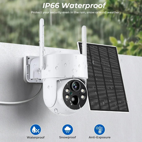 SolarGuard WiFi PTZ Solar IP Camera - 4MP FHD Built In Battery Standby iCsee App
