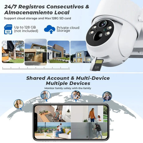 SolarGuard WiFi PTZ Solar IP Camera - 4MP FHD Built In Battery Standby iCsee App