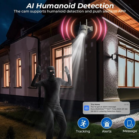 SolarGuard WiFi PTZ Solar IP Camera - 4MP FHD Built In Battery Standby iCsee App