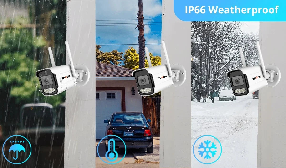 TPTEK 8MP 4K IP Camera - AI Human Detects Outdoor Bullet Surveillance With iCSee