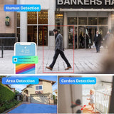 TPTEK 8MP 4K IP Camera - AI Human Detects Outdoor Bullet Surveillance With iCSee