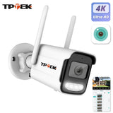 TPTEK 8MP 4K IP Camera - AI Human Detects Outdoor Bullet Surveillance With iCSee