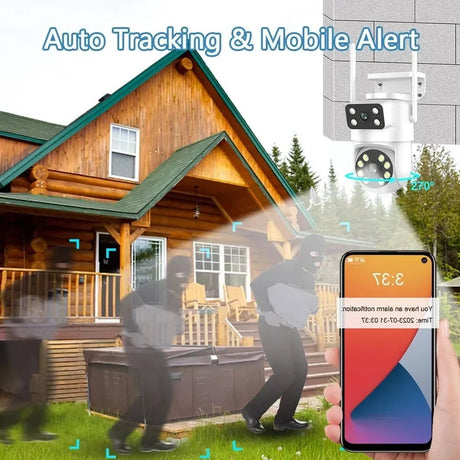 Tuya 4K 8MP Dual Lens PTZ WiFi Camera AI Auto Tracking Dual Screen Outdoor IP66X