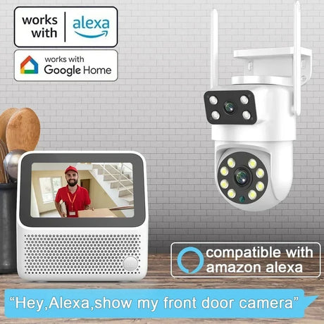 Tuya 4K 8MP Dual Lens PTZ WiFi Camera AI Auto Tracking Dual Screen Outdoor IP66X