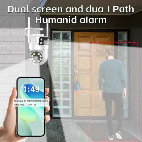Tuya 4K 8MP Dual Lens PTZ WiFi Camera AI Auto Tracking Dual Screen Outdoor IP66X