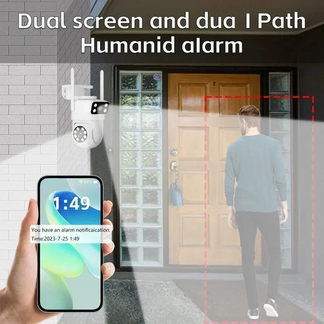 Tuya 4K 8MP Dual Lens PTZ WiFi Camera AI Auto Tracking Dual Screen Outdoor IP66X