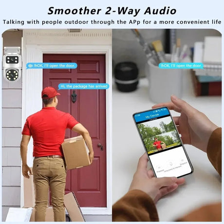 Tuya 4K 8MP Dual Lens PTZ WiFi Camera AI Auto Tracking Dual Screen Outdoor IP66X