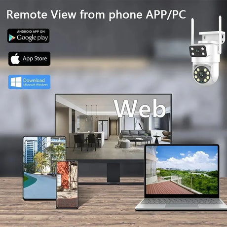 Tuya 4K 8MP Dual Lens PTZ WiFi Camera AI Auto Tracking Dual Screen Outdoor IP66X