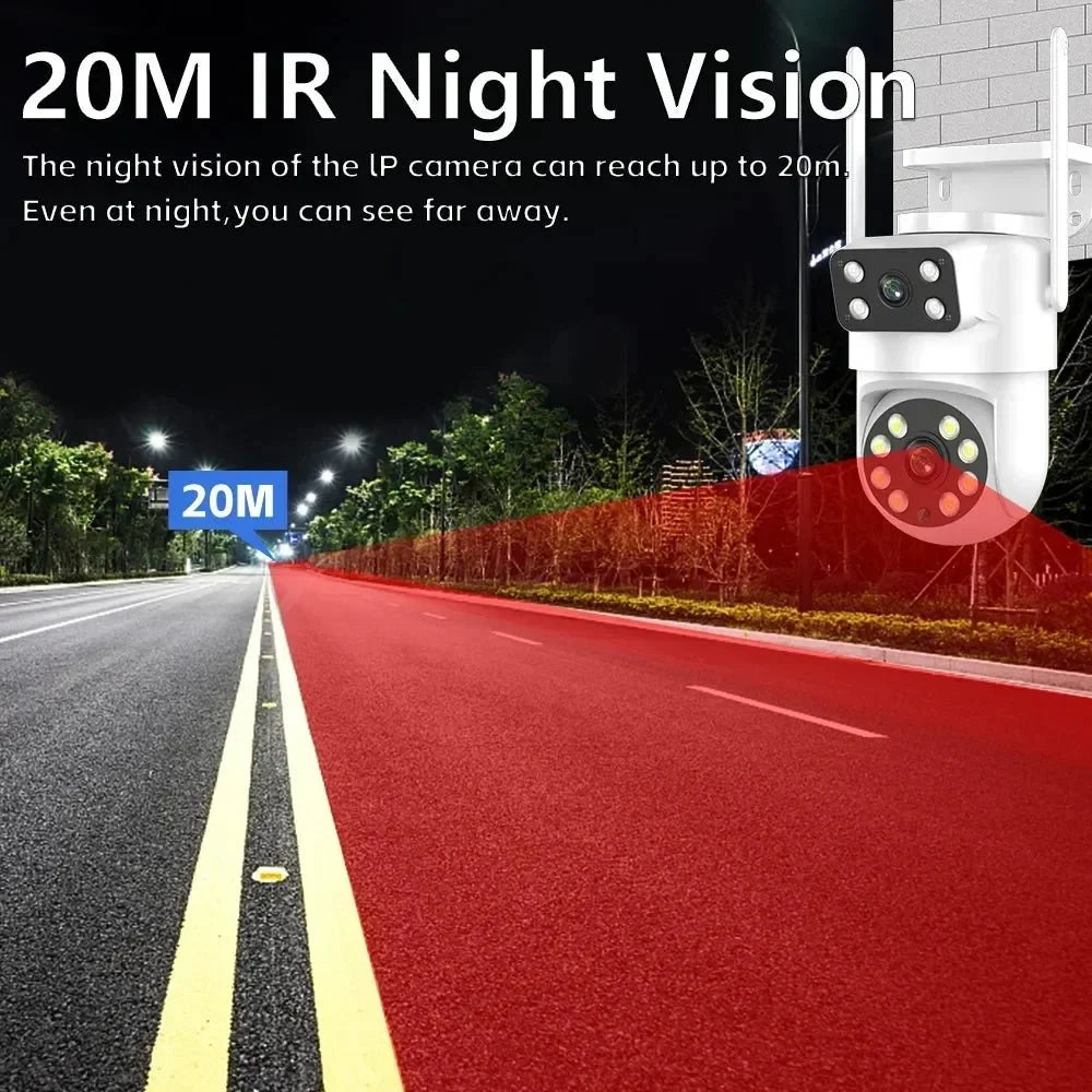 Tuya 4K 8MP Dual Lens PTZ WiFi Camera AI Auto Tracking Dual Screen Outdoor IP66X